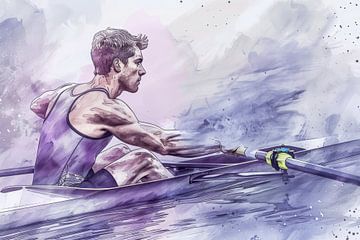 Drawing, watercolour, sport, rowing by Peter Pen Drawings and Paintings