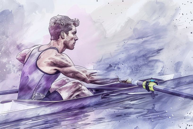 Zeichnung, Aquarell, Sport, Rudern von Peter Pen Zeichnungen und Gemälde