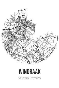 Windraak (Limburg) | Landkaart | Zwart-wit van MijnStadsPoster