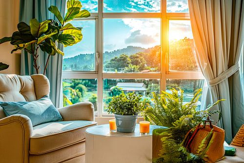 uitzicht raam op een prachtig landschap