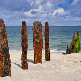 Sur la photo, les anciens épis sur la plage du coude à Sylt sur HGU Foto