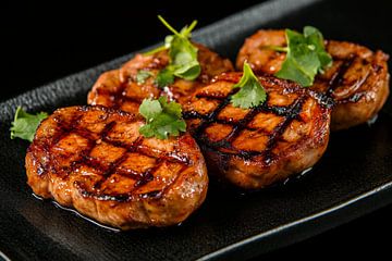 Grilled pieces of meat with herbs by Poster Art Shop