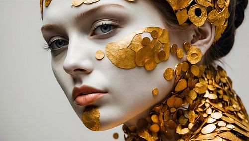 Gouden Vrouwen - Portret - Serie (N8) Gemengde Media Kunst