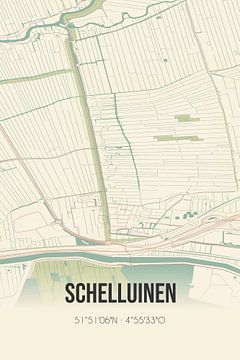 Vintage map of Schelluinen (South Holland) by Rezona