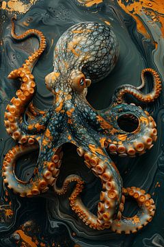 Oranje blauwe octopus van Steffen Gierok