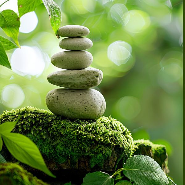 Natural stone balance - Zen garden stone tower by Poster Art Shop