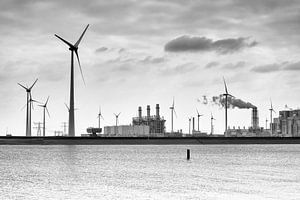 RWE energiecentrale in de Eemshaven in Groningen (zwart-wit) van Evert Jan Luchies