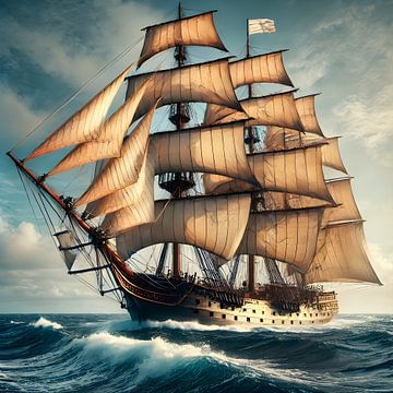 Groot Zeilschip van Rita Tielemans Kunst