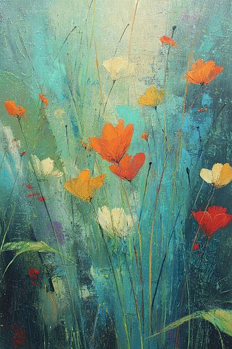 Blumenbild | Fröhliche Blumen in Blau