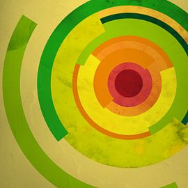 Cercles de couleur sur jaune structuré sur Mixed media vector arts