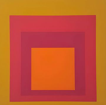 Josef Albers - Hommage aan het plein, geel, rood, oranje, roze, hoge resolutie van Vivanne