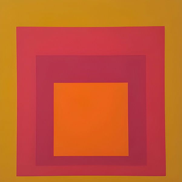 Josef Albers - Hommage an das Quadrat, gelb, rot, orange, rosa, hohe Auflösung von Vivanne