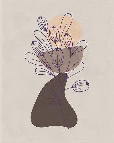 Minimalistische illustratie met organische vormen