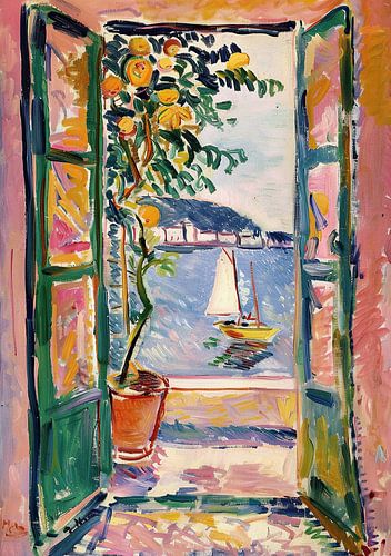 Henri Matisse Style Poster, Mittelmeer, Open Window, Pastell von Niklas Maximilian
