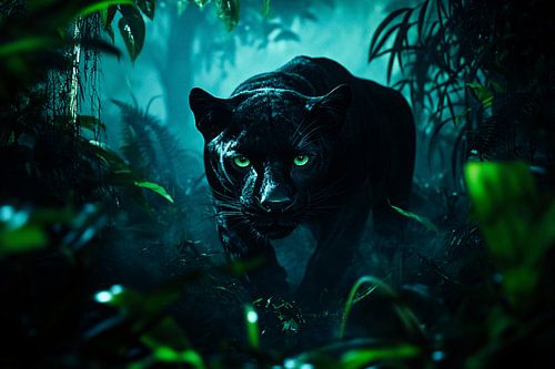 Zwarte panter in de jungle