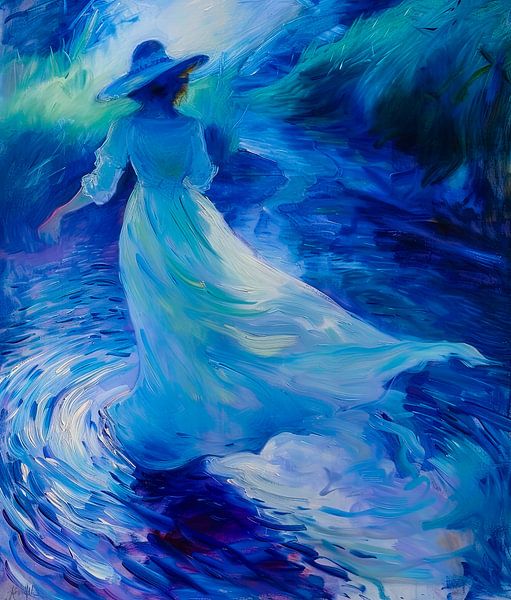 femme avec chapeau à la plage par Egon Zitter