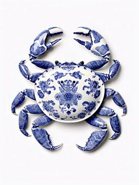 Krab in delfts blauw, Crab, Modern van Dunto Venaar