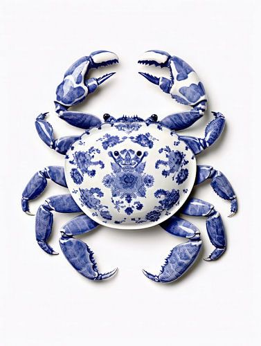 Crab in delft blue, Crab, Modern by Dunto Venaar