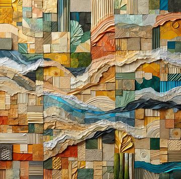 Abstracte collage van zee, zand en aarde van Lois Diallo