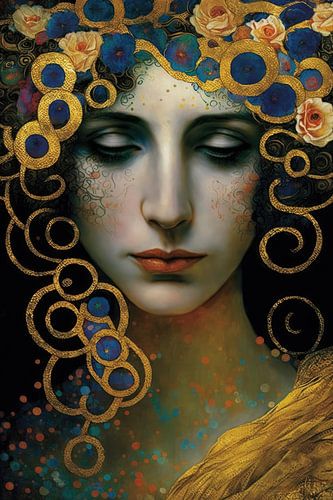 Vrouw met bloemen in het haar