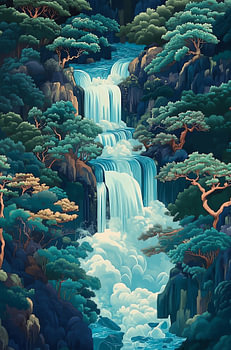 Tiered Forest Waterfalls