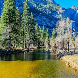 Yosemite rivier en uitzicht op Yosemite watervallen van Barbara Riedel