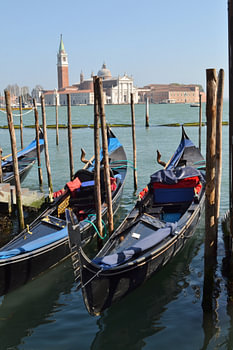 Venetië, aan Canal Grand met Basiliek Van Santa Maria della Salute