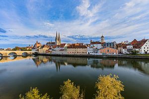 Uitzicht op het oude stadscentrum van Regensburg in Beieren