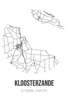 Kloosterzande (Zeeland) | Karte | Schwarz und weiß von Rezona