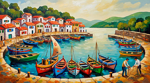 Bay with fishing boats
