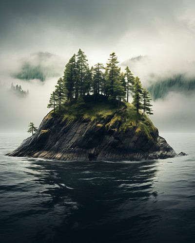 Une île dans une mer agitée