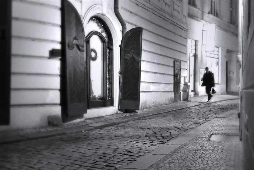 Praag, reiziger op straat von Robert-Jan van Lotringen