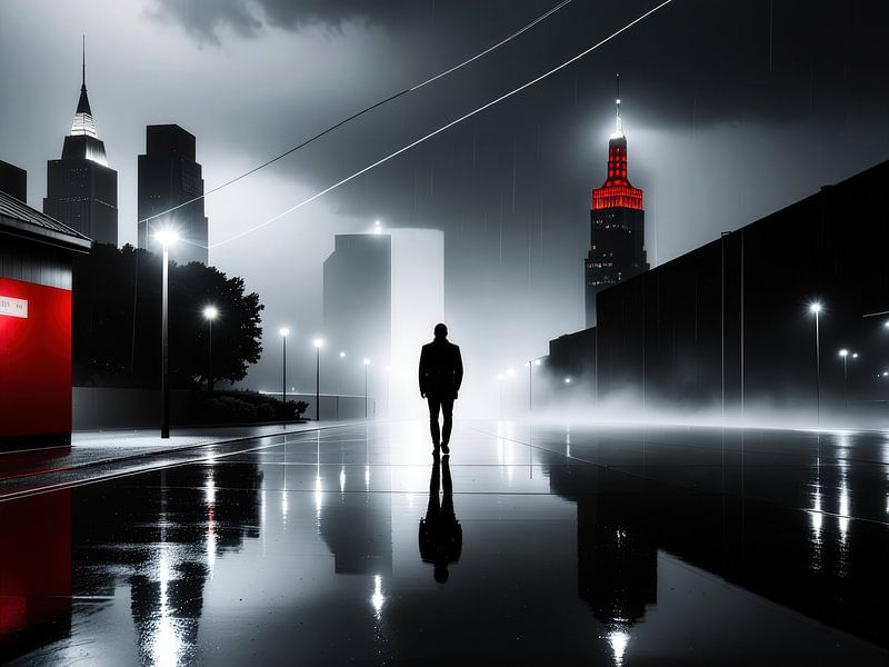 Mann in der Stadt Film Noir-01 von Rautenberg Digital Art Maritim
