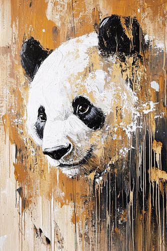 Dessin de panda avec de la peinture expressive