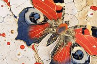 Papillon abstrait en or et en couleur