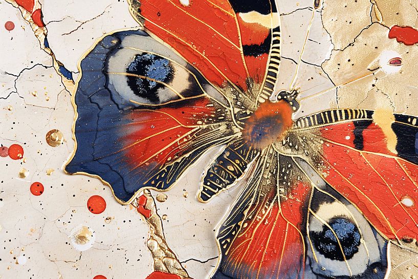 Abstrakter Schmetterling in Gold und Farbe von Art & Soul Creations