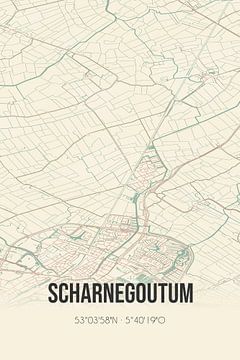 Vintage map of Scharnegoutum (Fryslan) by Rezona