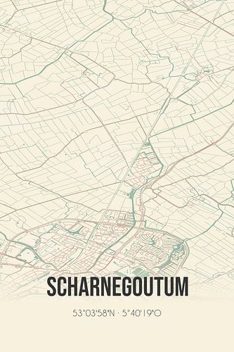 Vintage landkaart van Scharnegoutum (Fryslan)