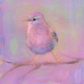 Pastellfarbener Vogel auf einem Ast von Karen Kaspar