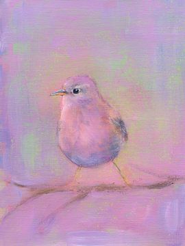 Pastellfarbener Vogel auf einem Ast