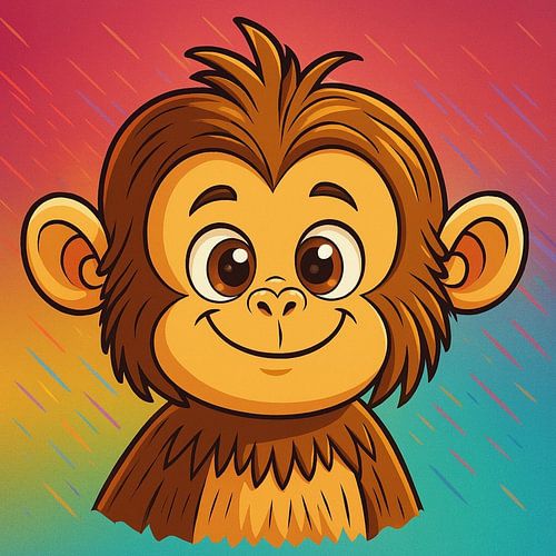 Fröhlicher Affe im Regenbogenlicht