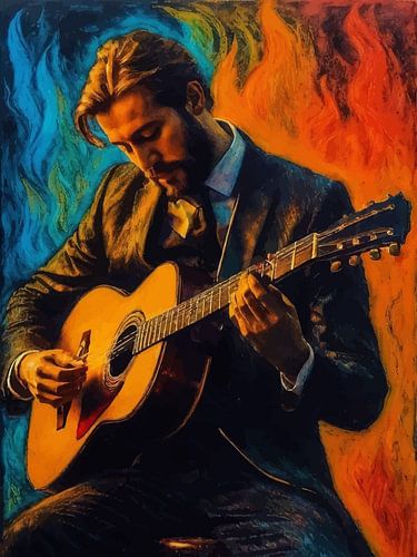 Mens die Klassieke Gitaar Abstracte Kunst speelt