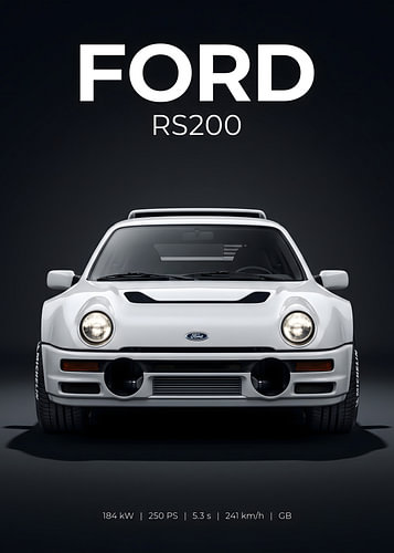 Ford RS200, vooraanzicht, studiofoto