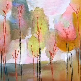 Figürliche Malerei einer Baumlandschaft - 2. Serie: Natur in Pastelltönen von Studio Pieternel