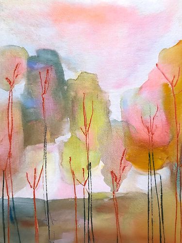 Figürliche Malerei einer Baumlandschaft - 2. Serie: Natur in Pastelltönen