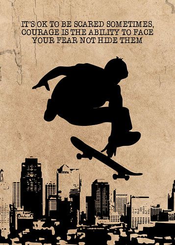Skateboard Wallart "Face your Fear" Gift Idea
