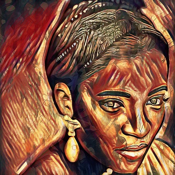 Afrikaanse prinses - serie van zes werken in dezelfde stijl 1 van 6 van Emiel de Lange