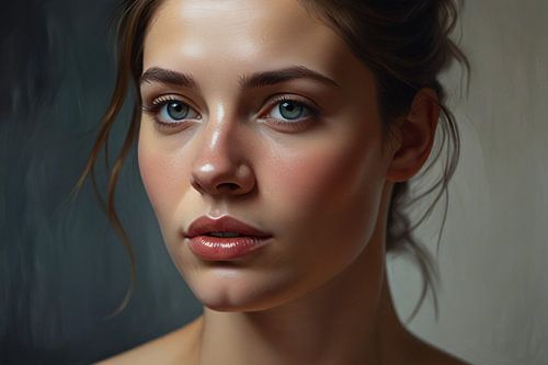 Jeune femme aux yeux bleus rêveurs