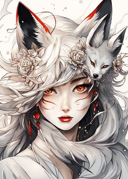 Portrait of a Female Kitsune by Vabemo