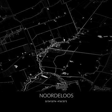 Zwart-witte landkaart van Noordeloos, Zuid-Holland. van Rezona